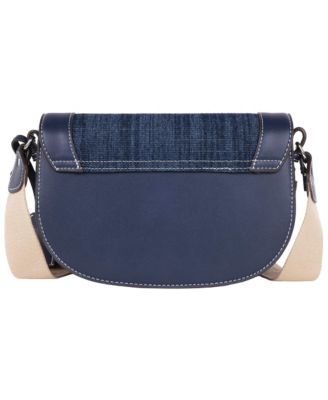 Dark Denim Logo Saddle Bag