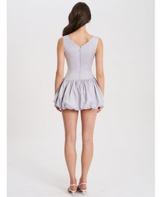 Women Zada Grey Pleated Breast Bubble Hem Mini Dress