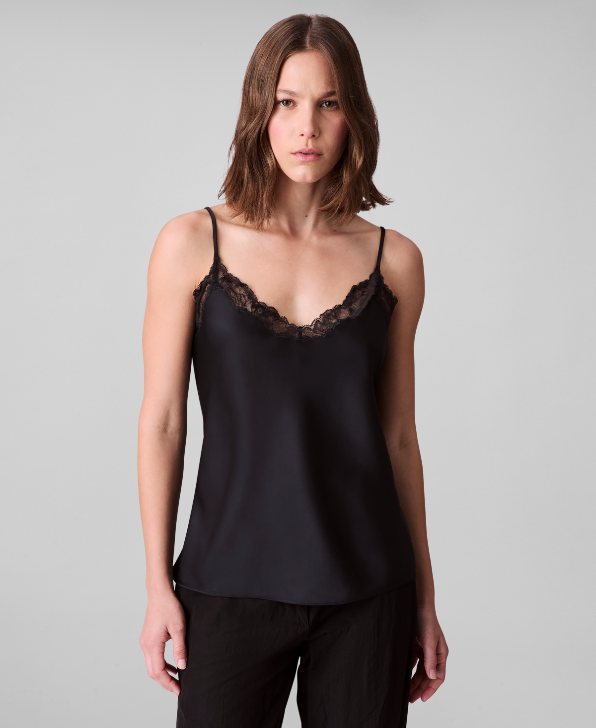 Women's Lace-Trim V-Neck Camisole - Black