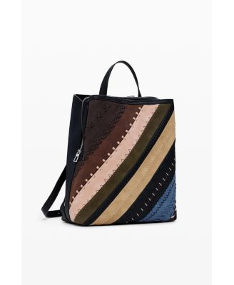 Women's Medium faux leather effect backpack with stitching