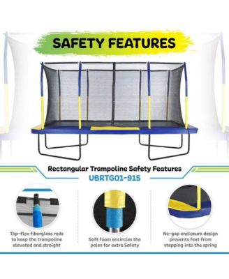 9' X 15' Gymnastics Style, Rectangular Trampoline Set with Premium Top-Ring Enclosure System - Blue/Yellow