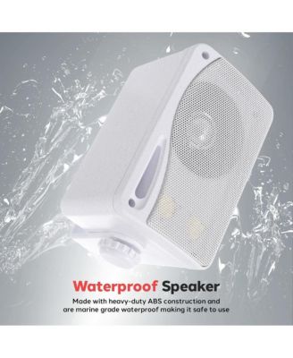 3-Way Weatherproof Outdoor Speaker Set, 200W 3.5-Inch Marine Grade Speakers, Heavy Duty ABS Enclosure, White - PLMR24