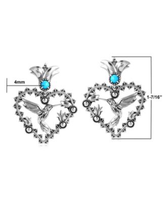 Sterling Sleeping Beauty Fritz Casuse Heart Hummingbird Earrings
