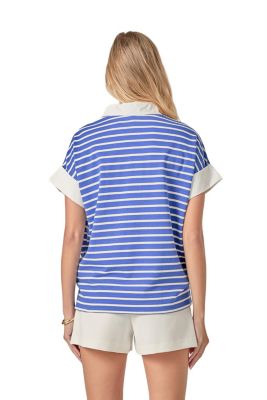 Women's STRIPE COLLAR SWEATSHIRT