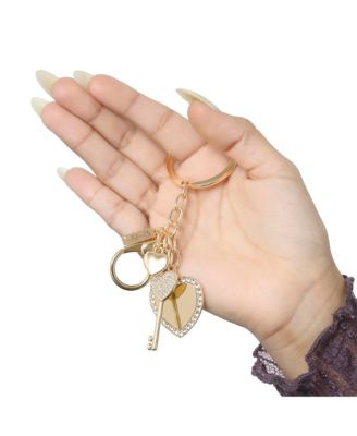 Pave Crystal Heart Keychain Bag Charm