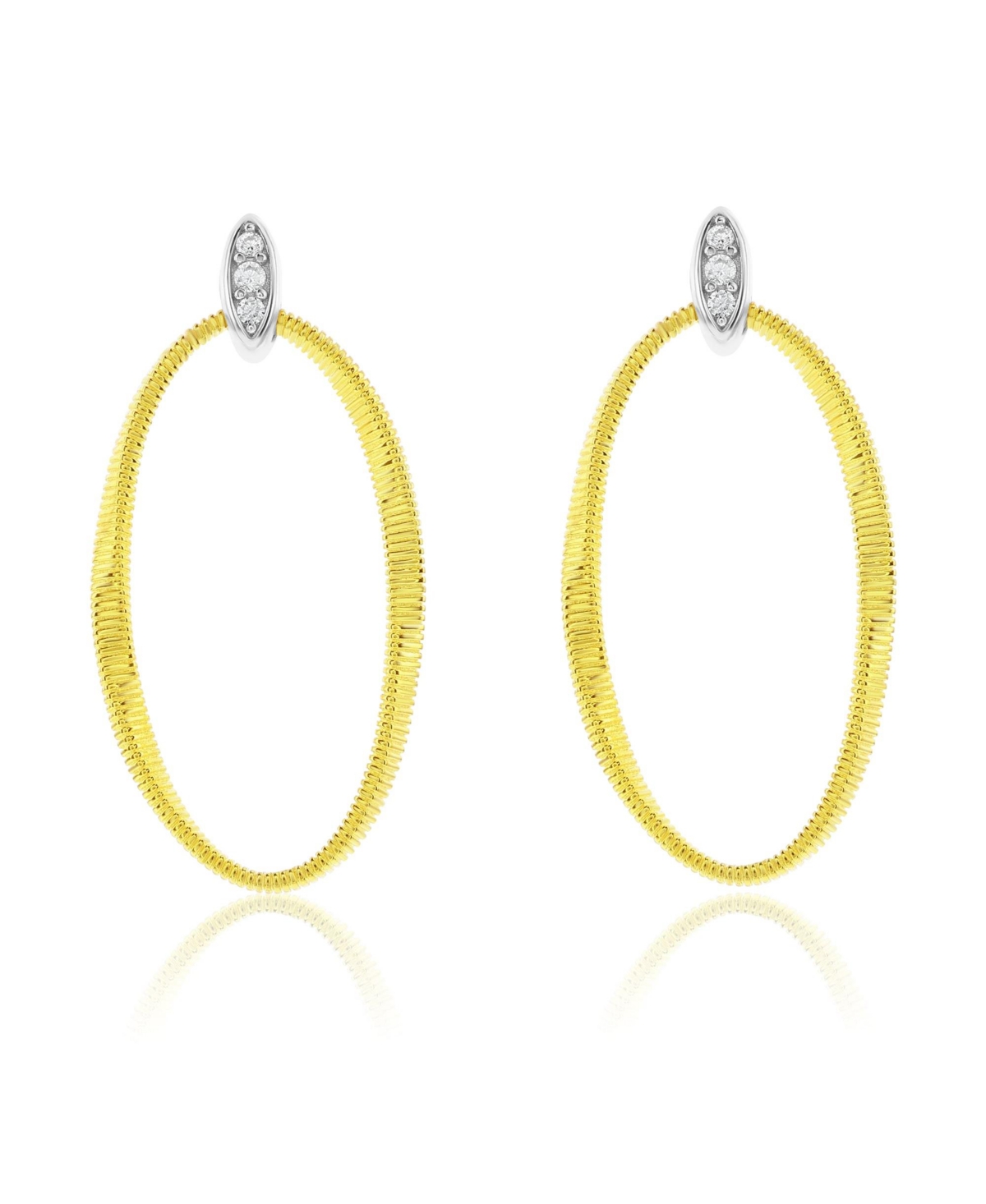 Suzy Levian Golden Helix Sterling Silver & Cubic Zirconia Oval Drop Earrings - Golden