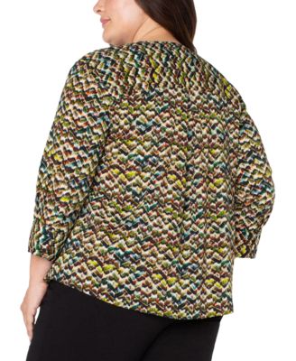 Trendy Plus Size Printed 3/4-Sleeve Top 