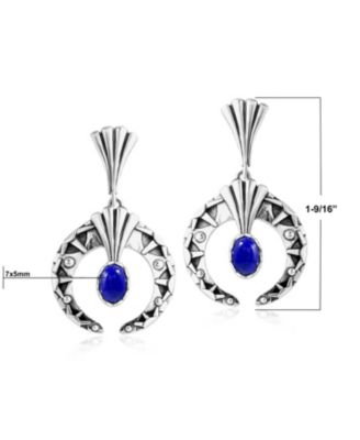 Sterling Silver Lapis Fritz Casuse Oval Gemstone Naja Earrings