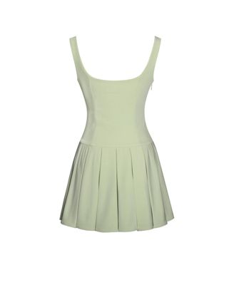 Women's Tala Pistachio Green Sleeveless Pleated Preppy Mini Dress