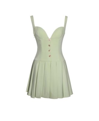 Women's Tala Pistachio Green Sleeveless Pleated Preppy Mini Dress