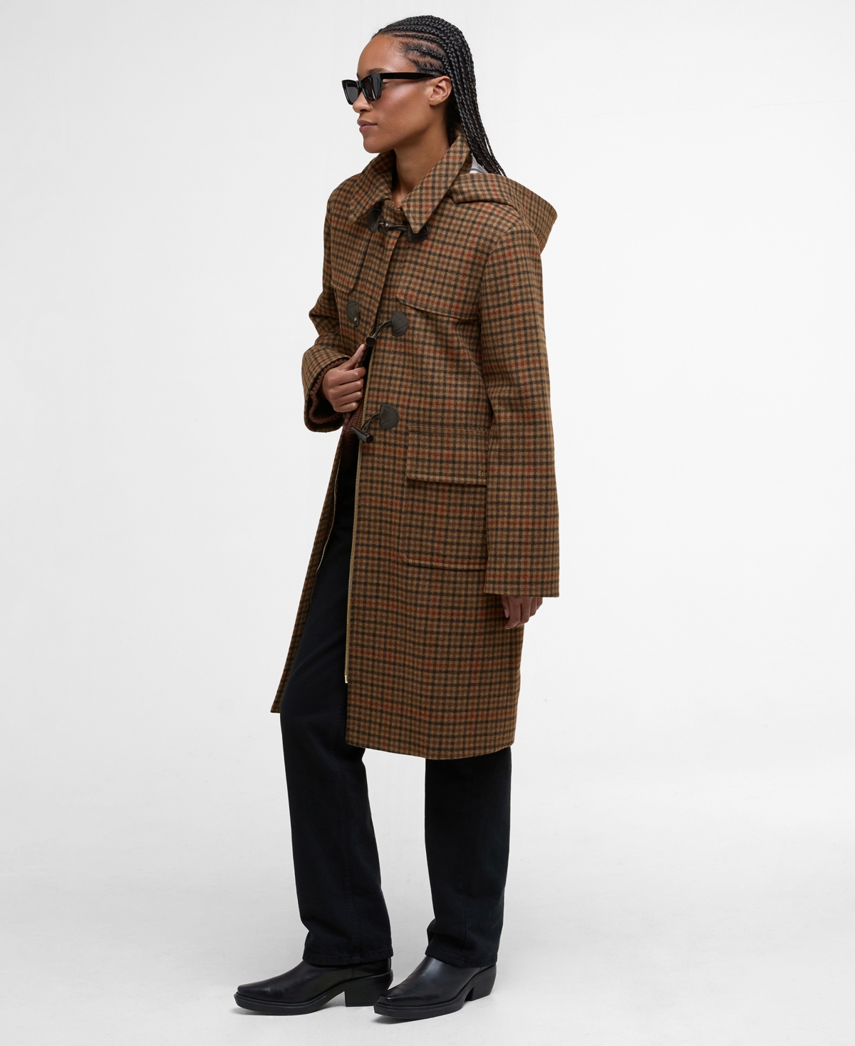 Barbour Women's Melody Checkered Hooded Coat In Brown