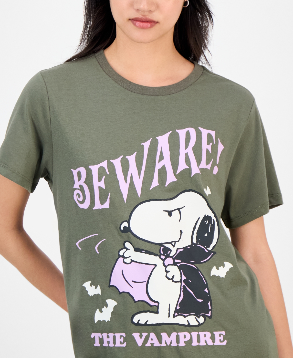 Grayson Threads, The Label Juniors' Vampire Snoopy T-shirt In Green