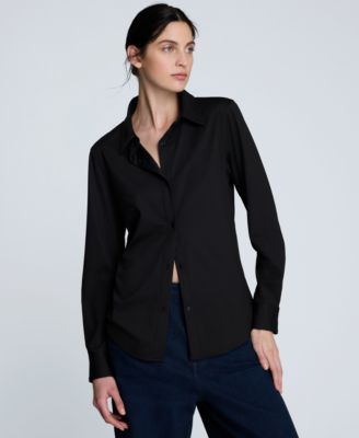 Women's Silky Jersey Button-Front Shirt