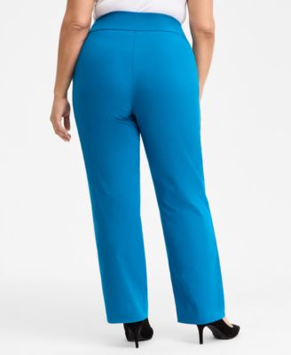 Plus Size Mid-Rise Pull-On Straight-Leg Pants, Created for Macy's 