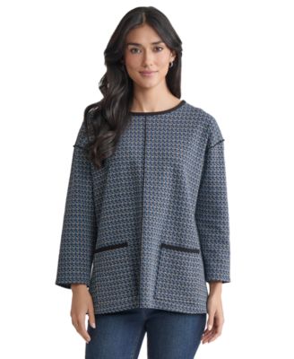 Jones New York - Women's Seamed Pocket-Front Long-Sleeve Top