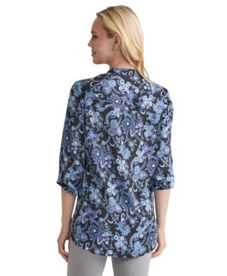 Women's Paisley-Print 3/4-Sleeve Tunic Top