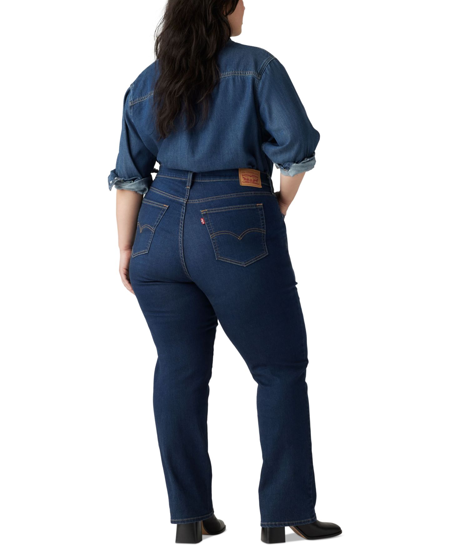 Женские джинсы Levi's Plus Size Chelsea High-Rise Straight-Leg, цвет: Карбоновый сияющий — фото 4