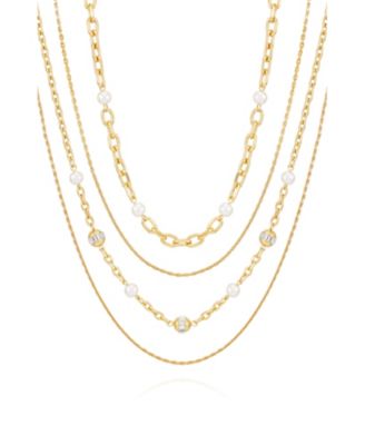 Layered Gold-Tone Chain Cultivated Pearl Necklace