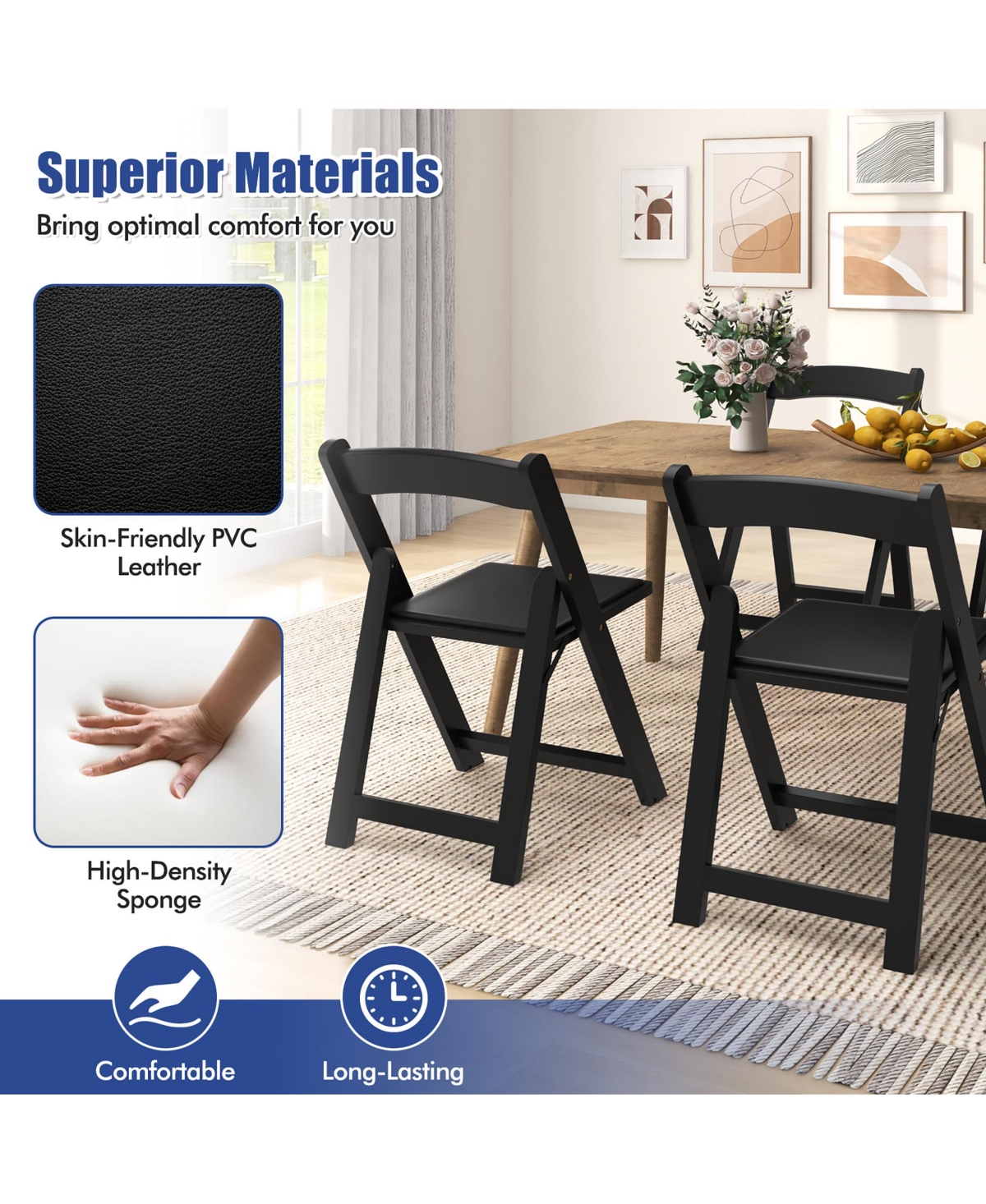 Gymax Set of Dining Chairs w/ Rubber Wood Legs & Padded Seat for Home Office Events