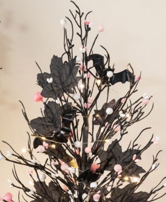 20" Lighted Pink Halloween Berries Table Tree