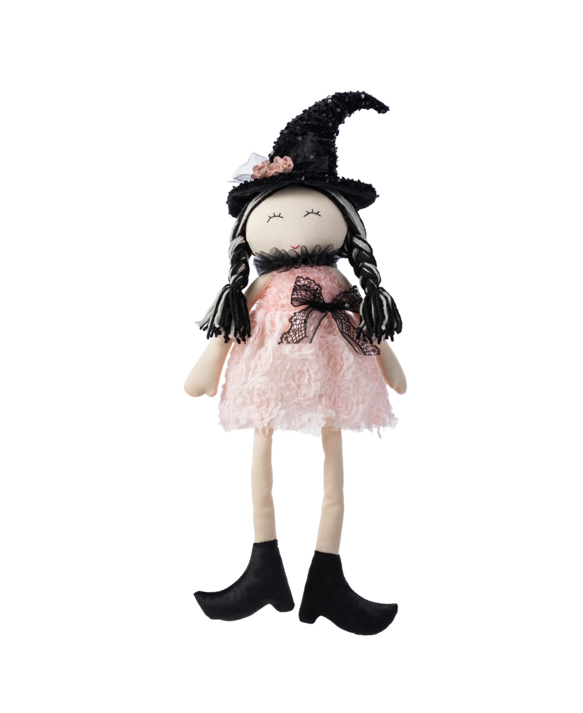 29" Halloween Pink Fabric Dressed Witch Sitter - Multi