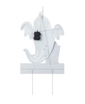 32.25" Lighted Halloween Metal Ghost Tombstone Yard Stake with Timer