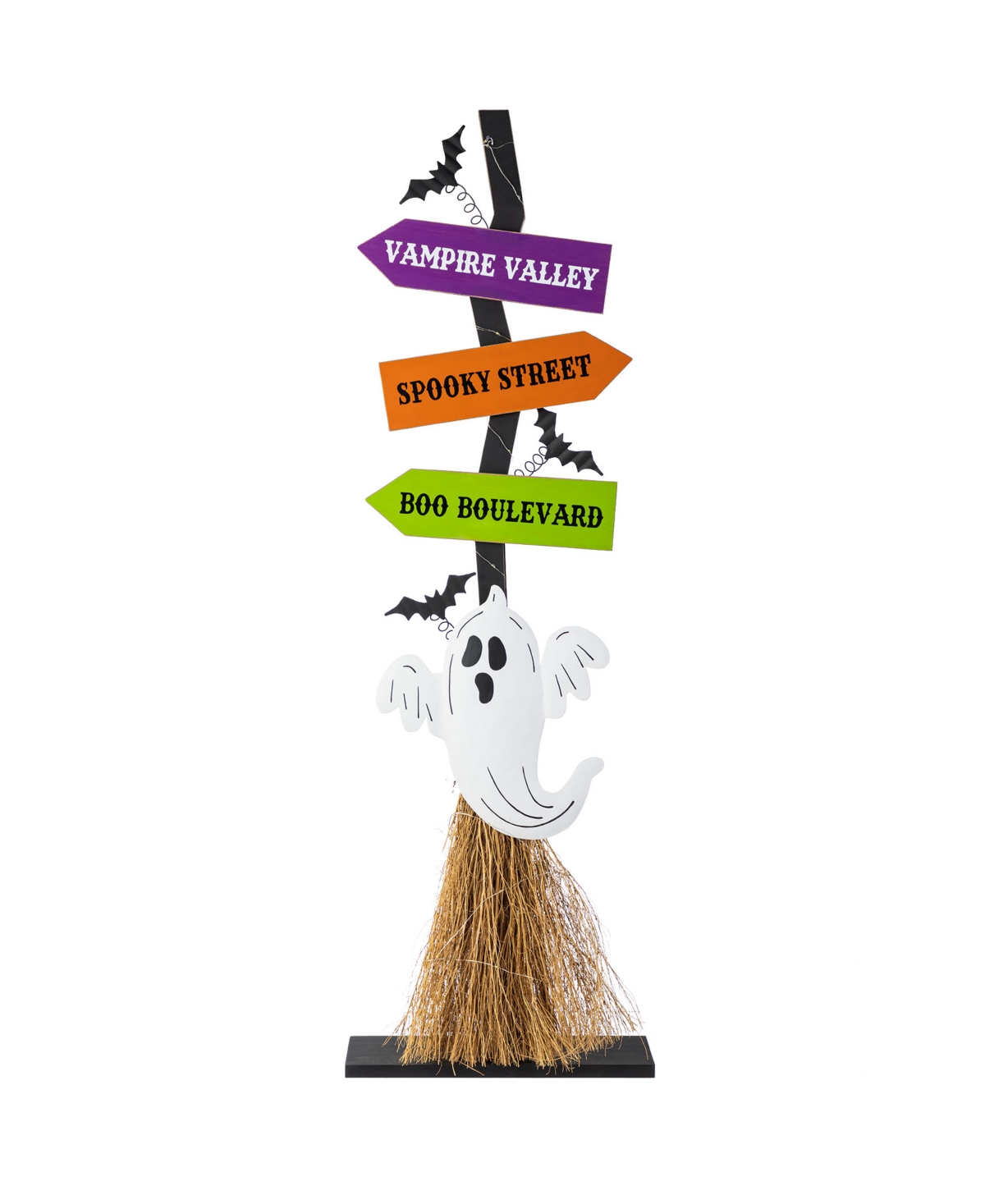 41.75" Lighted Wooden Ghost's Broom Porch Decor - Multi