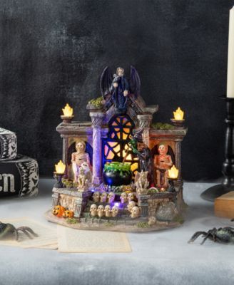 9.75" Lighted Resin Halloween Haunted House Village