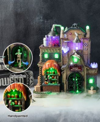 11" Lighted Resin Halloween Haunted House Village