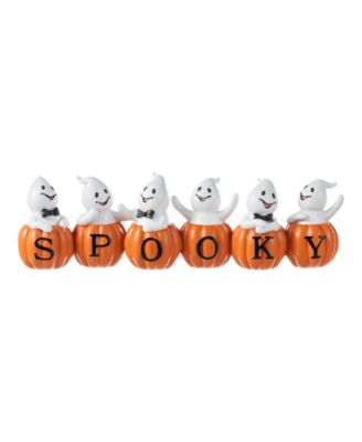 4.5" Halloween Polyresin Spooky Ghost Pumpkin Table Decor