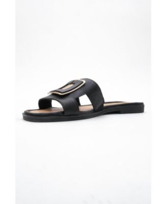 MILLIE Leather Buckle Slide (Women)