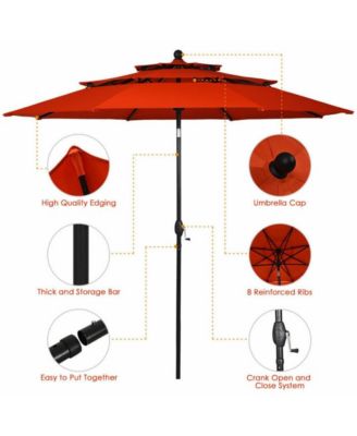 10 Feet 3 Tier Outdoor Patio Umbrella with Double Vented