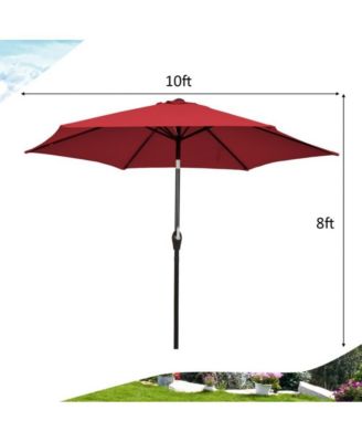10 Feet Outdoor Patio Umbrella with Tilt Adjustment and Crank