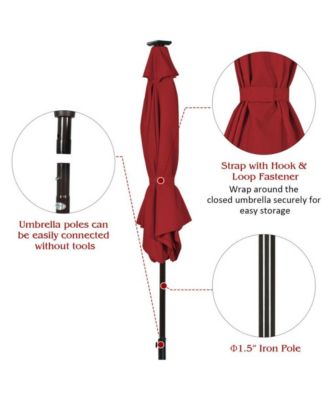 9 Feet Solar LED Lighted Patio Market Umbrella with Tilt Adjustment without Base