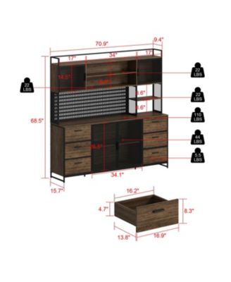 High quality wood color steel wood combination cabinets, storage cabinets, pantry