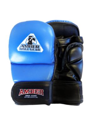 MMA Safety Training Gloves,Premium Leather,Adjustable Velcro Closure,Durable &Comfortable for Sparring,Bag Work & MMA Workouts,Blue,Small