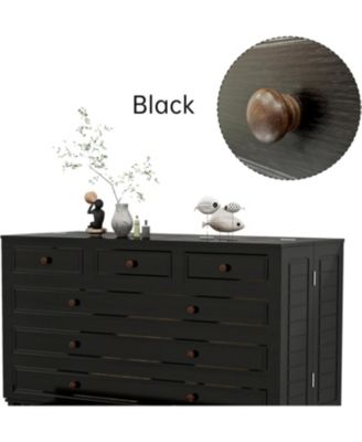 Black queen Murphy bed with 2 drawers, 2 shelves, 2 USB ports, and 2 charging ports. Ideal for guest rooms and home offices