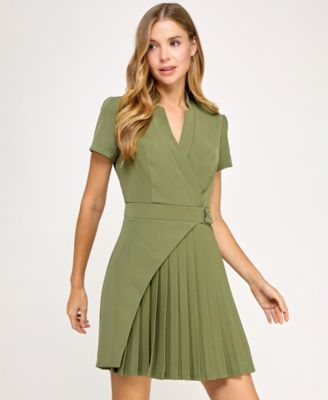 SENI & CADE - Juniors' Short-Sleeve Twill Fit & Flare Dress
