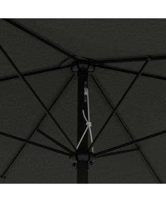 Outsunny 6.5' x 10' Rectangular Market Umbrella, Patio Outdoor Table Umbrella with Crank and Push Button Tilt, Dark Gray