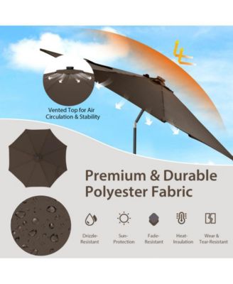 10 Feet Patio Umbrella with 112 Solar Lights and Crank Handle