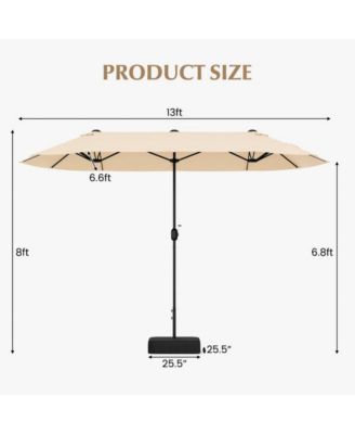 13 Feet Double-Sided Patio Twin Table Umbrella with Crank Handle