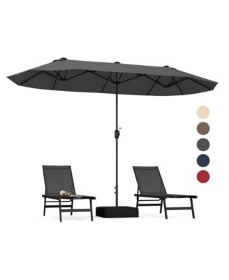 13 Feet Double-Sided Patio Twin Table Umbrella with Crank Handle