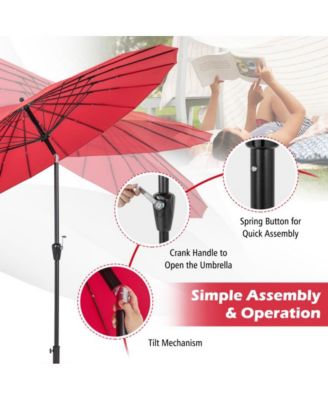 9 Feet Round Patio Umbrella with 18 Fiberglass Ribs