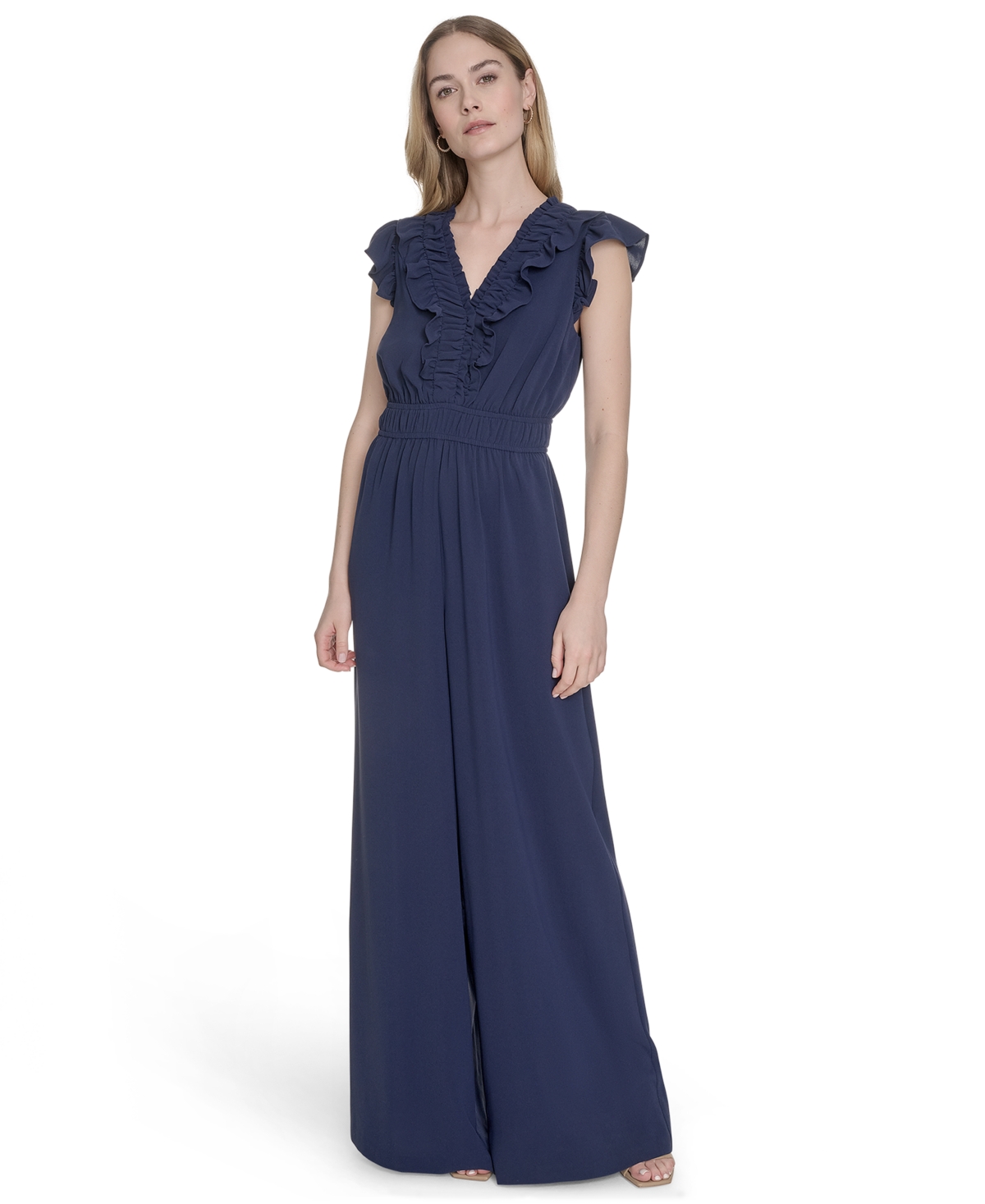 Women's Sleeveless V-Neck Jumpsuit - Navy