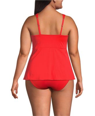 Plus Size Adjustable Scoop Neck Flutter Tankini Top 25"