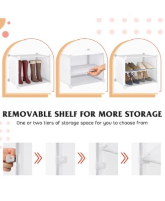 Portable Shoe Rack Organizer 12-Cube 48 Pair Shoe Shelf Storage Cabinet w/Hook