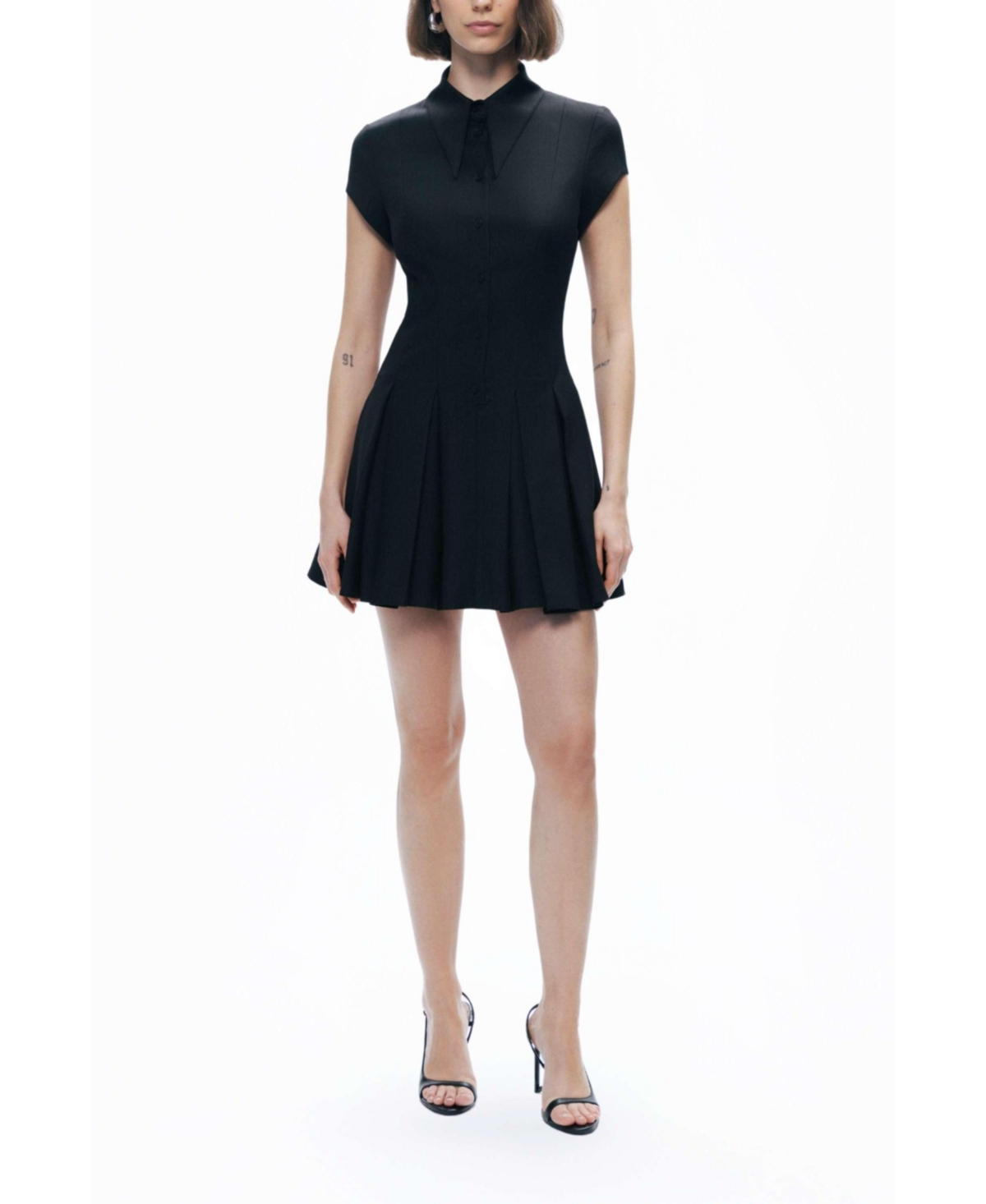 Women's Pleated Mini Dress - Black