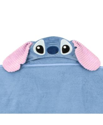 Baby Disney Stitch Luxury Blue Cotton Terry Hooded Bath Towel