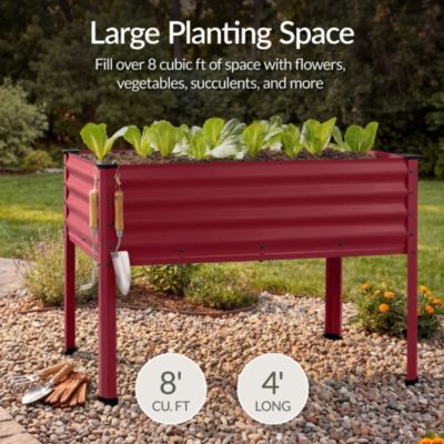 48x24x30in Elevated Galvanized Metal Garden Bed w/ Corner Protectors