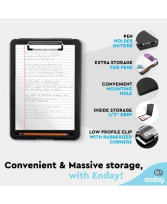 Clipboard with Storage Pink, Letter Size Storage Clipboard with Compartments Case for Nurse Teachers Plastic Translucent Holds 100 Sheets Also Avail. in Green, Pink, Red, Blue, Grey, Black-by Enday